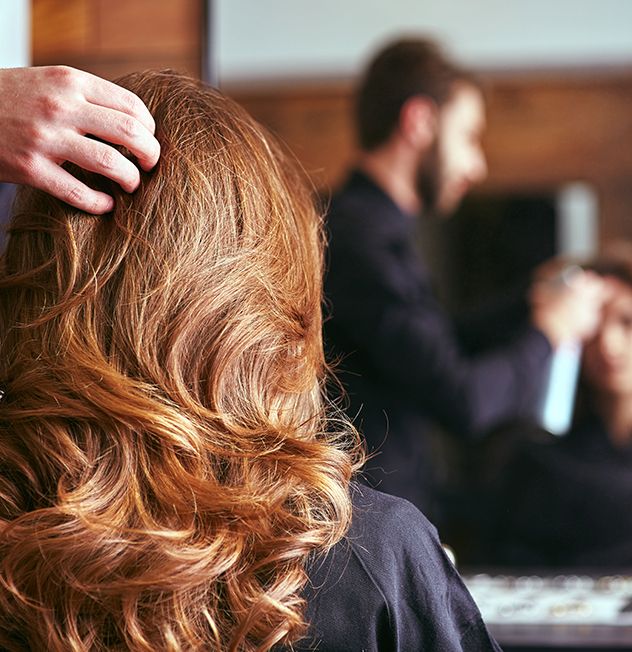 Colored and styled hair